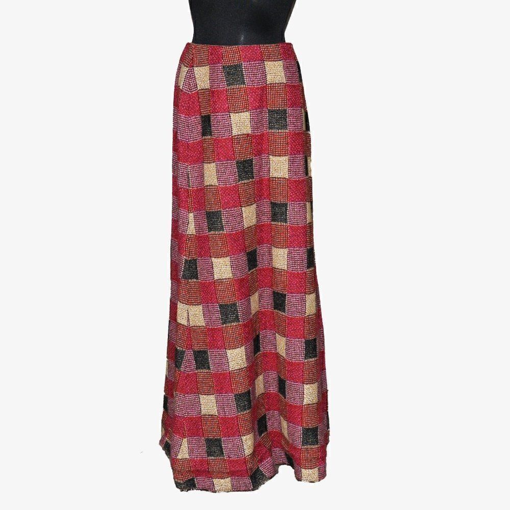 Holt Renfrew Vintage 1970's Wool Patchwork Maxi Skirt Sz 6